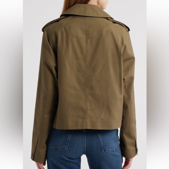 NWT rag & bone Betty Cropped Trench Coat Army Green XL - Picture 2 of 12